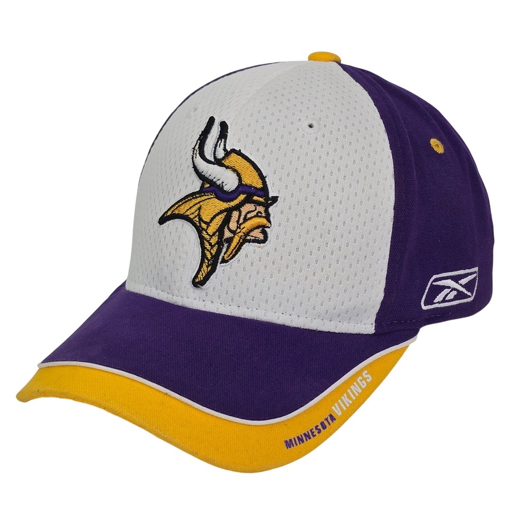 Reebok Minnesota Vikings NFL‎ Equipment Hat Purple White Yellow Adjustable Y2K